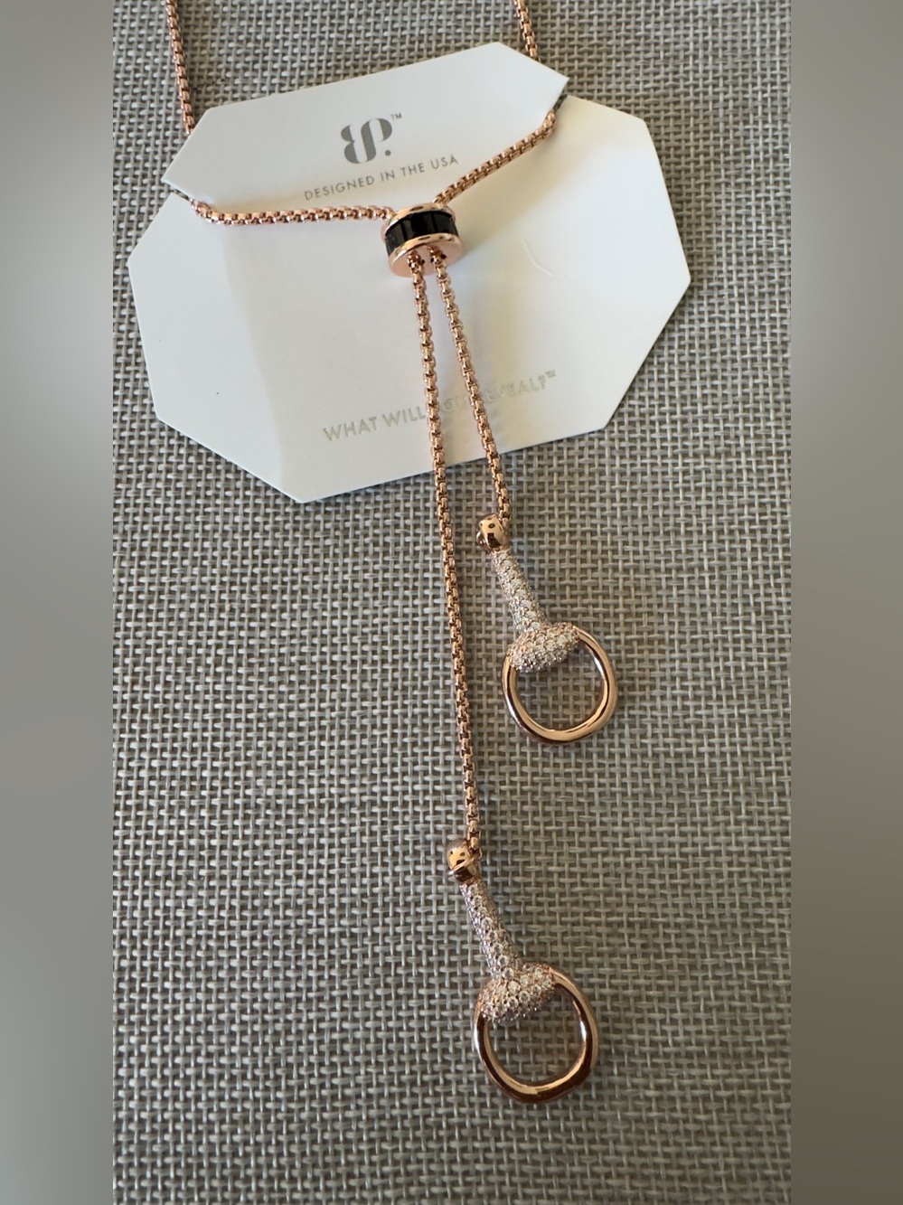 New without tags Bomb Party Onyx and Rose gold Lariat necklace